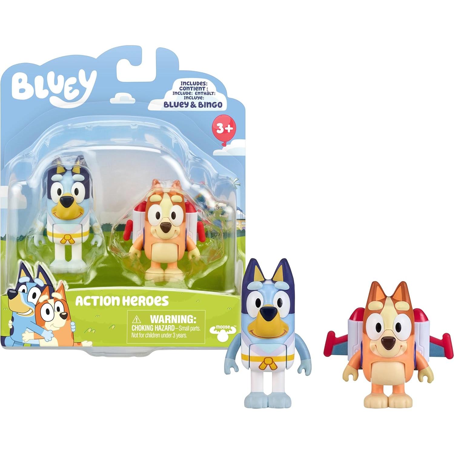 Figuras Bluey 2-Pack Héroes de Acción 6.35 cm con Accesorios