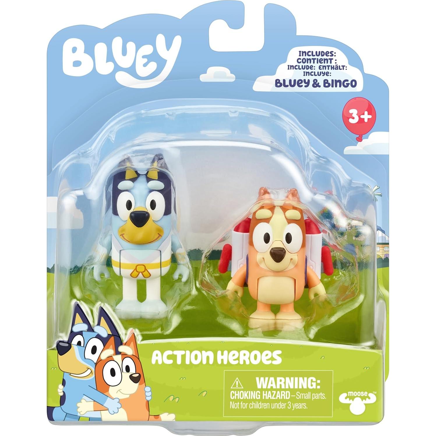 Figuras Bluey 2-Pack Héroes de Acción 6.35 cm con Accesorios