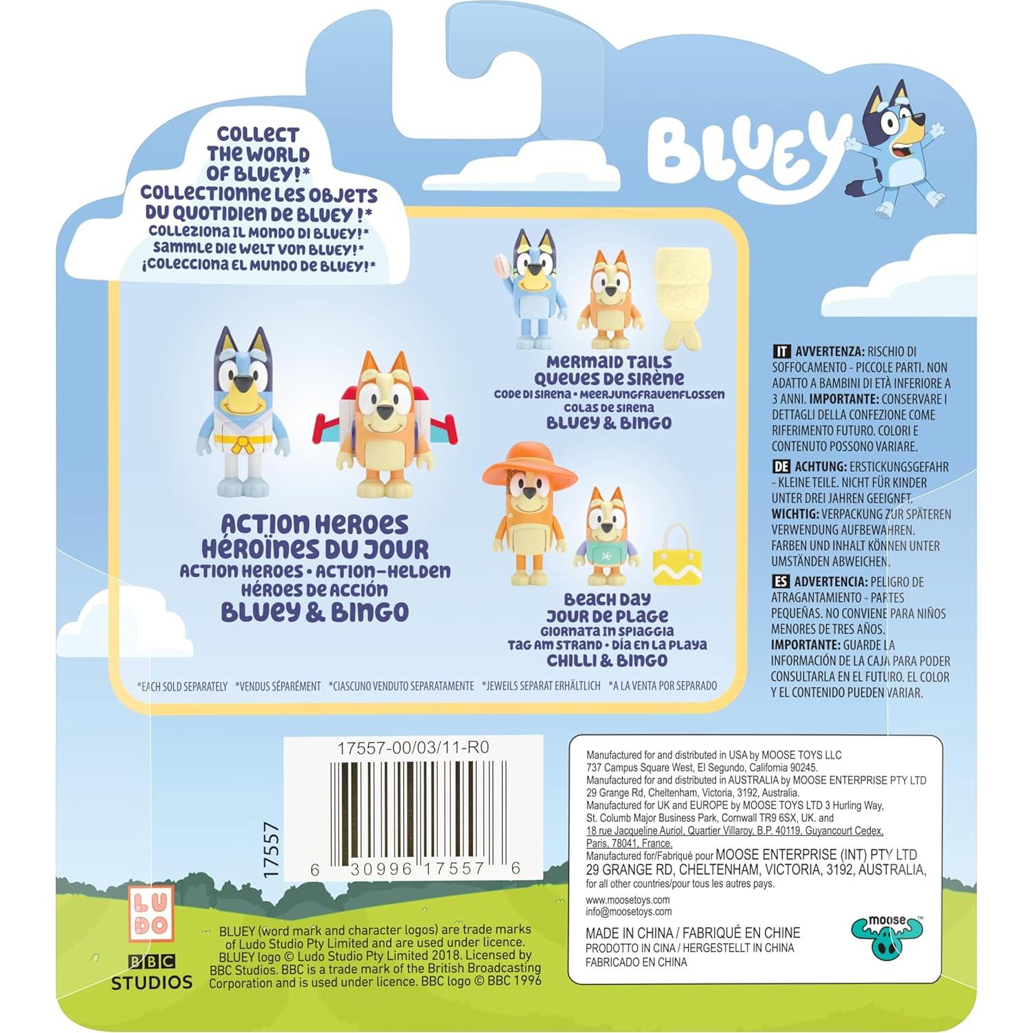 Figuras Bluey 2-Pack Héroes de Acción 6.35 cm con Accesorios