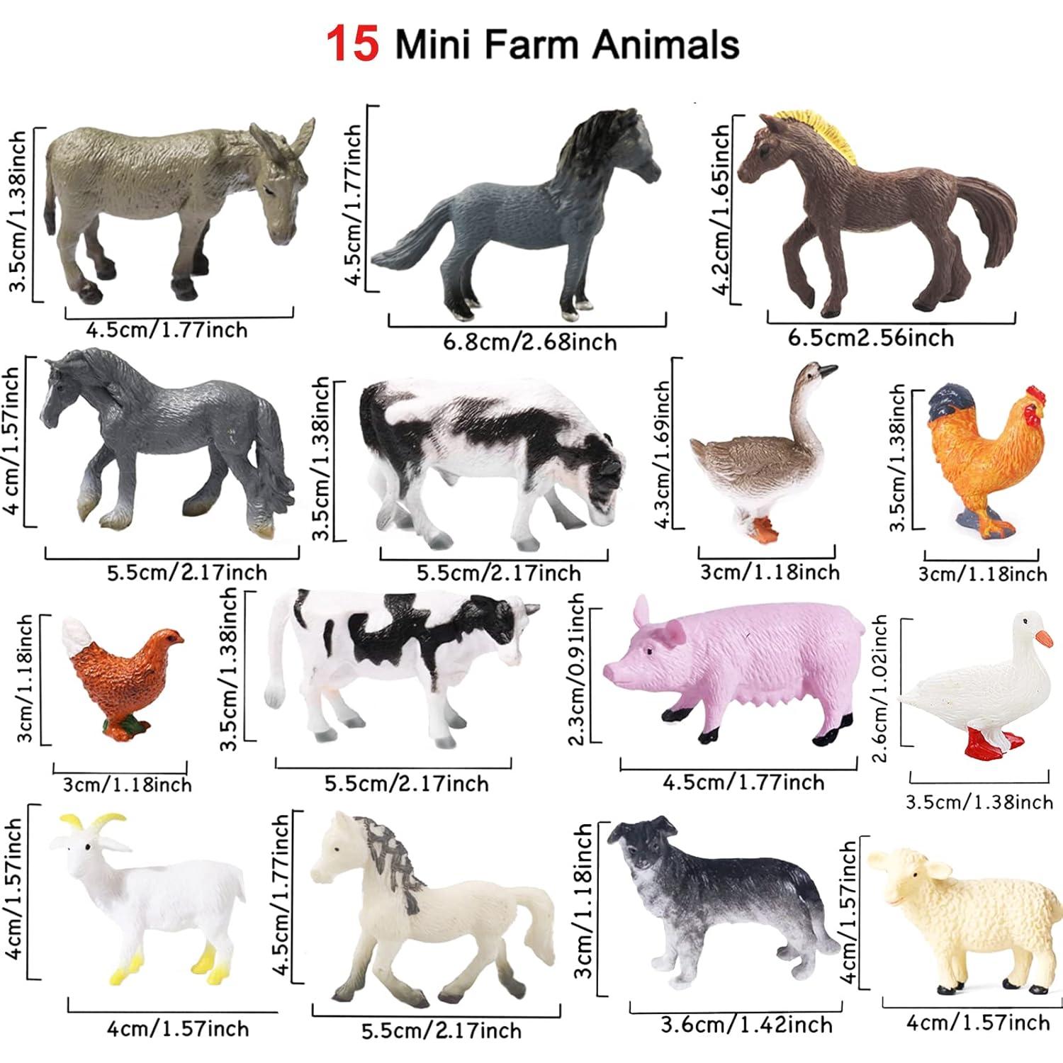 15 Piezas Figuras de Animales de Granja Yowlieu - Juguetes Educativos