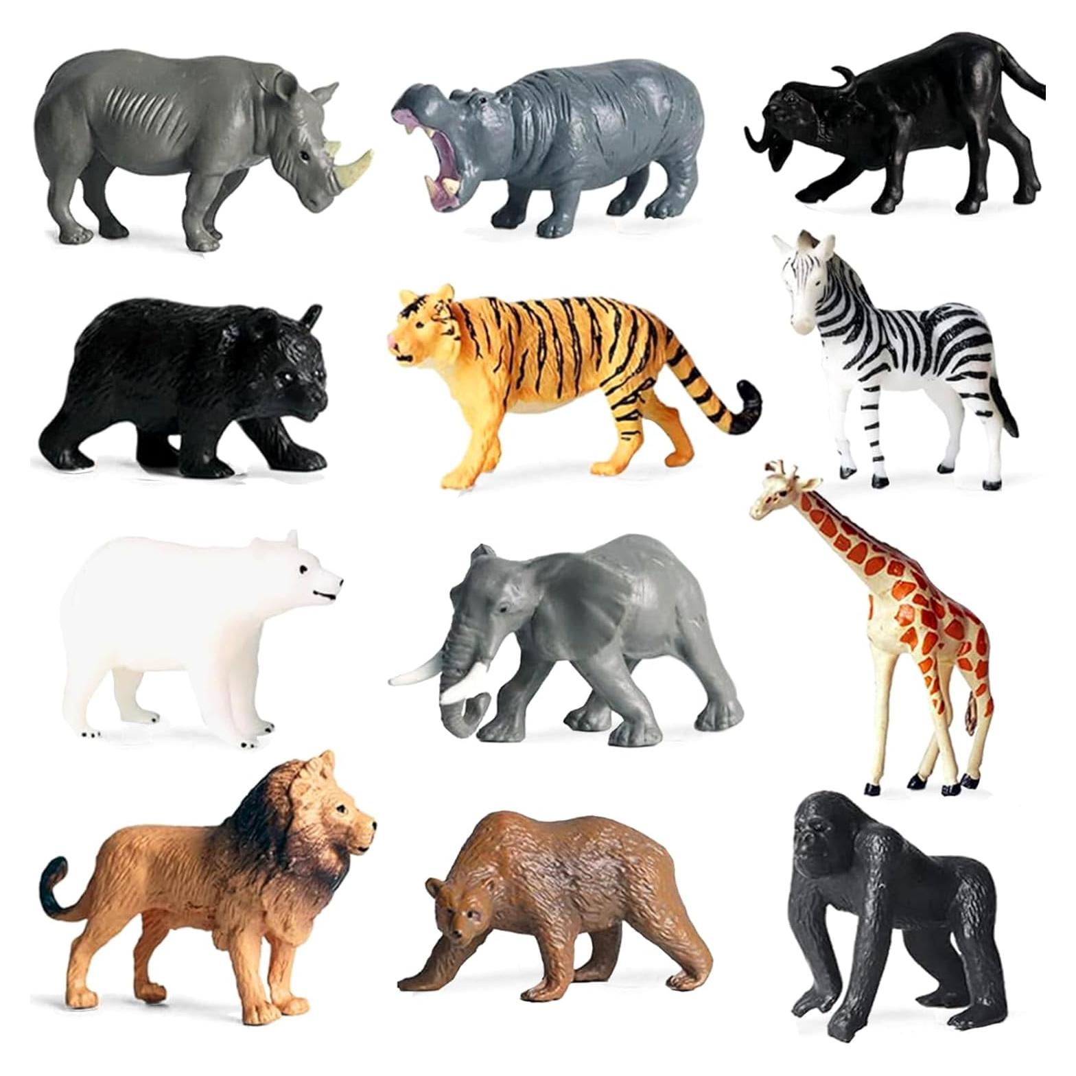 12 Pcs Figuras Animales Safari Yowlieu Juguetes Educativos