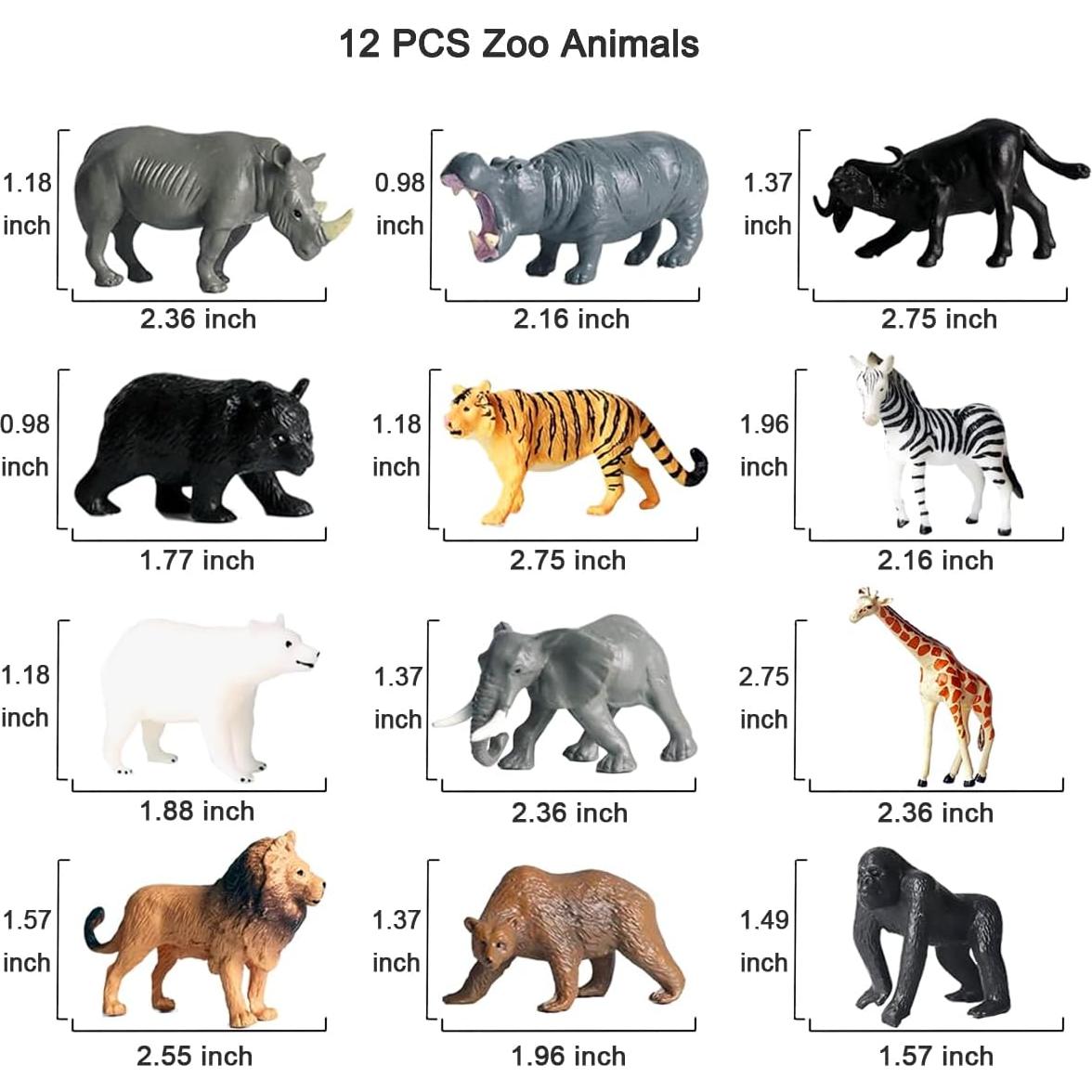 12 Pcs Figuras Animales Safari Yowlieu Juguetes Educativos