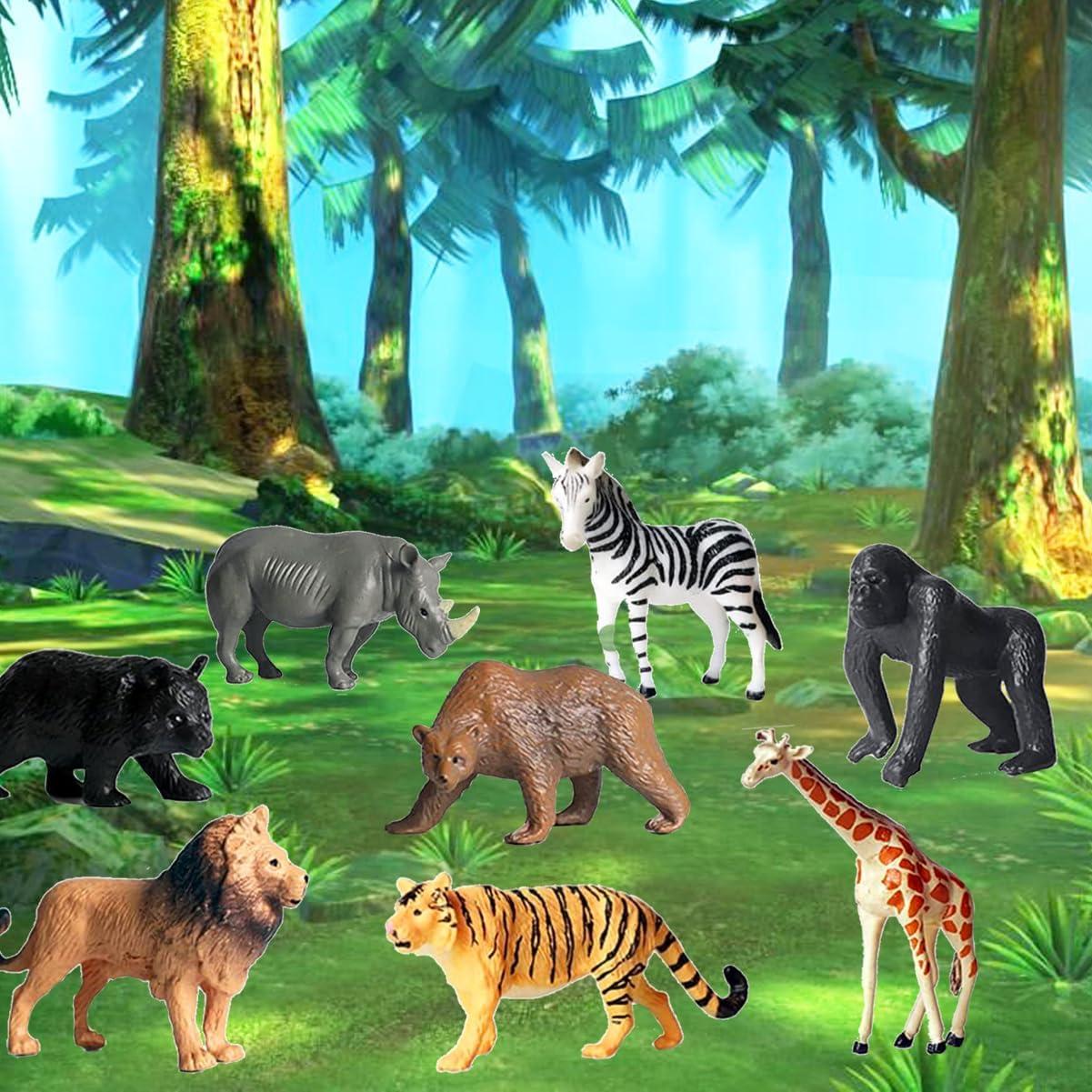 12 Pcs Figuras Animales Safari Yowlieu Juguetes Educativos