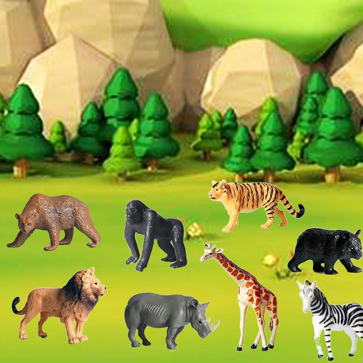 12 Pcs Figuras Animales Safari Yowlieu Juguetes Educativos