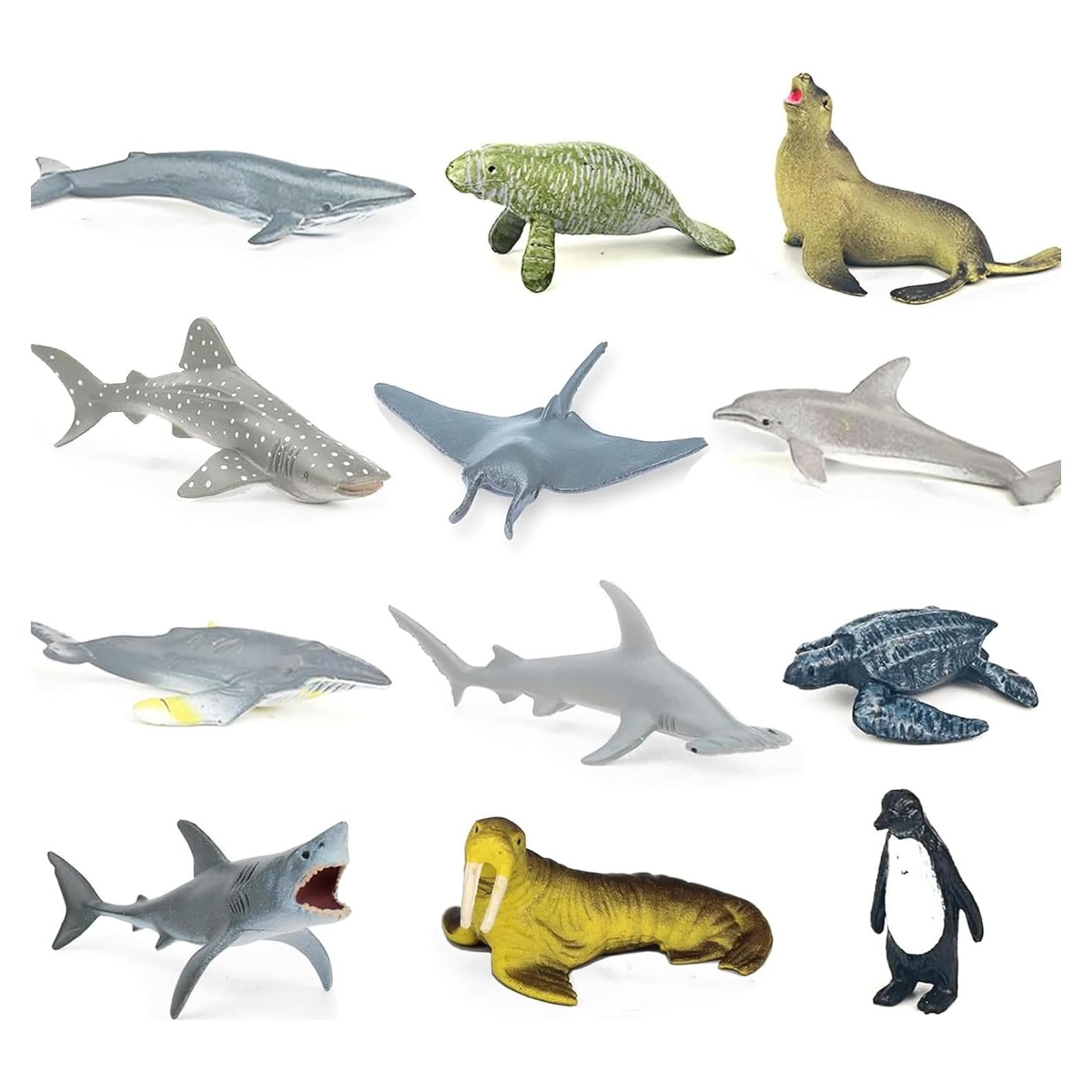 12 Pcs Figuras Animales Marinos Yowlieu Juguetes Educativos