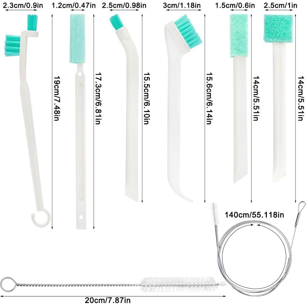 YuCool Ice Machine Cleaning Tools,8Pcs Ice Maker Cleaning Brush Set with 2Pcs Drain Pipe Brush Nylon Bristles and 2Pcs Long Straw Brush