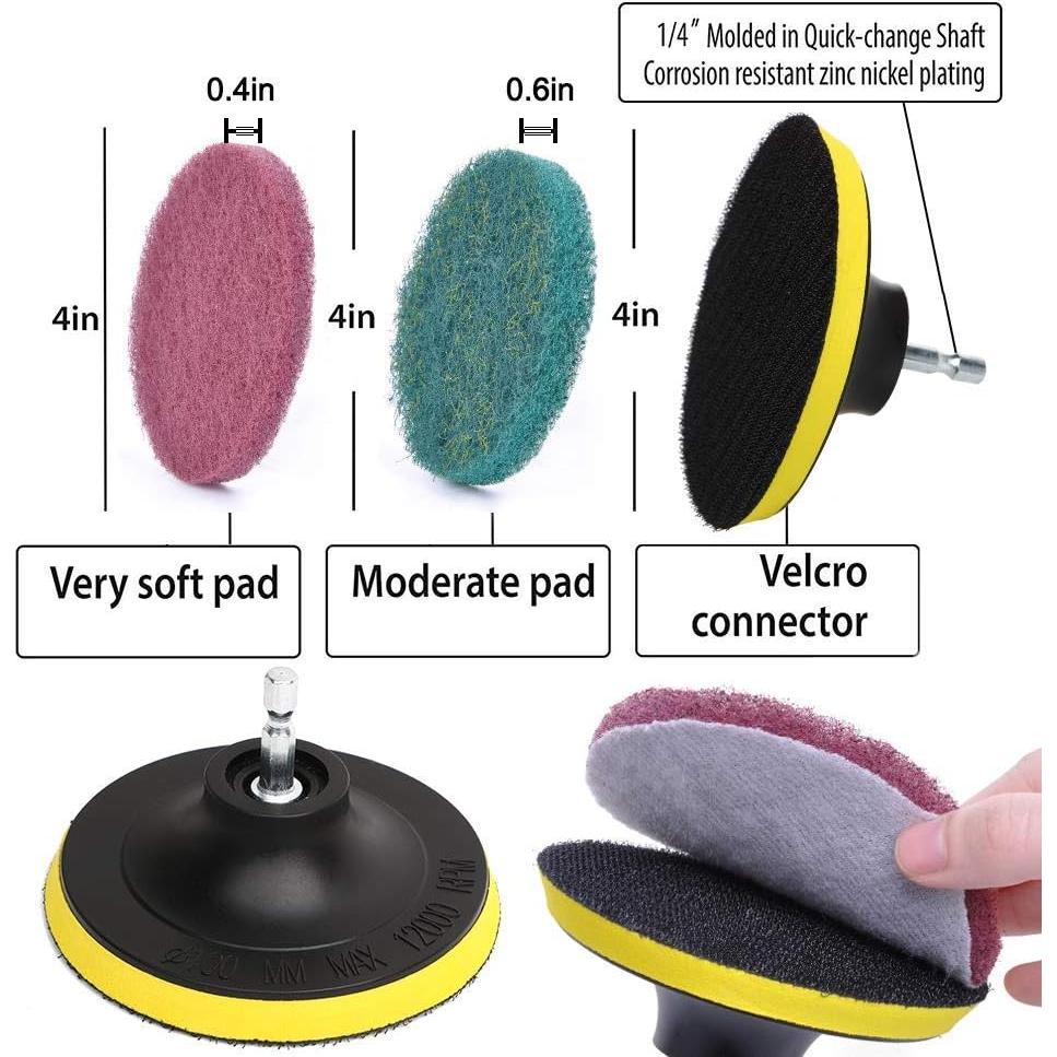 Cepillo de Azulejos HUAWELL 4" con 6 Almohadillas de Fregado