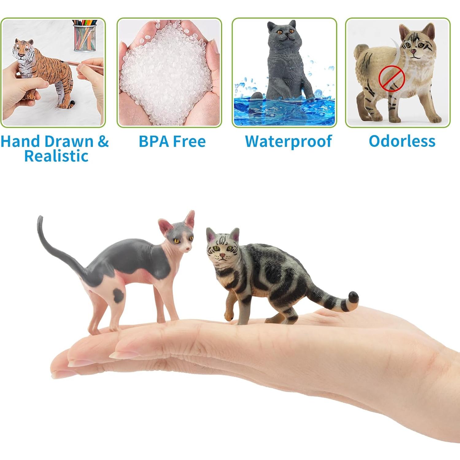 12 Figuras de Gato EYSCOTA Juguetes Realistas 3-8 cm