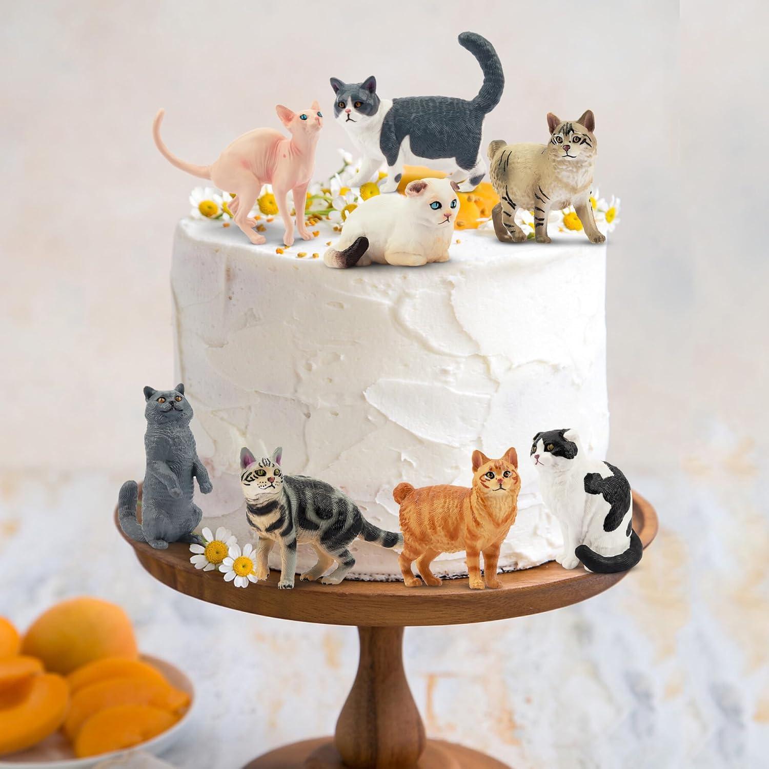 12 Figuras de Gato EYSCOTA Juguetes Realistas 3-8 cm