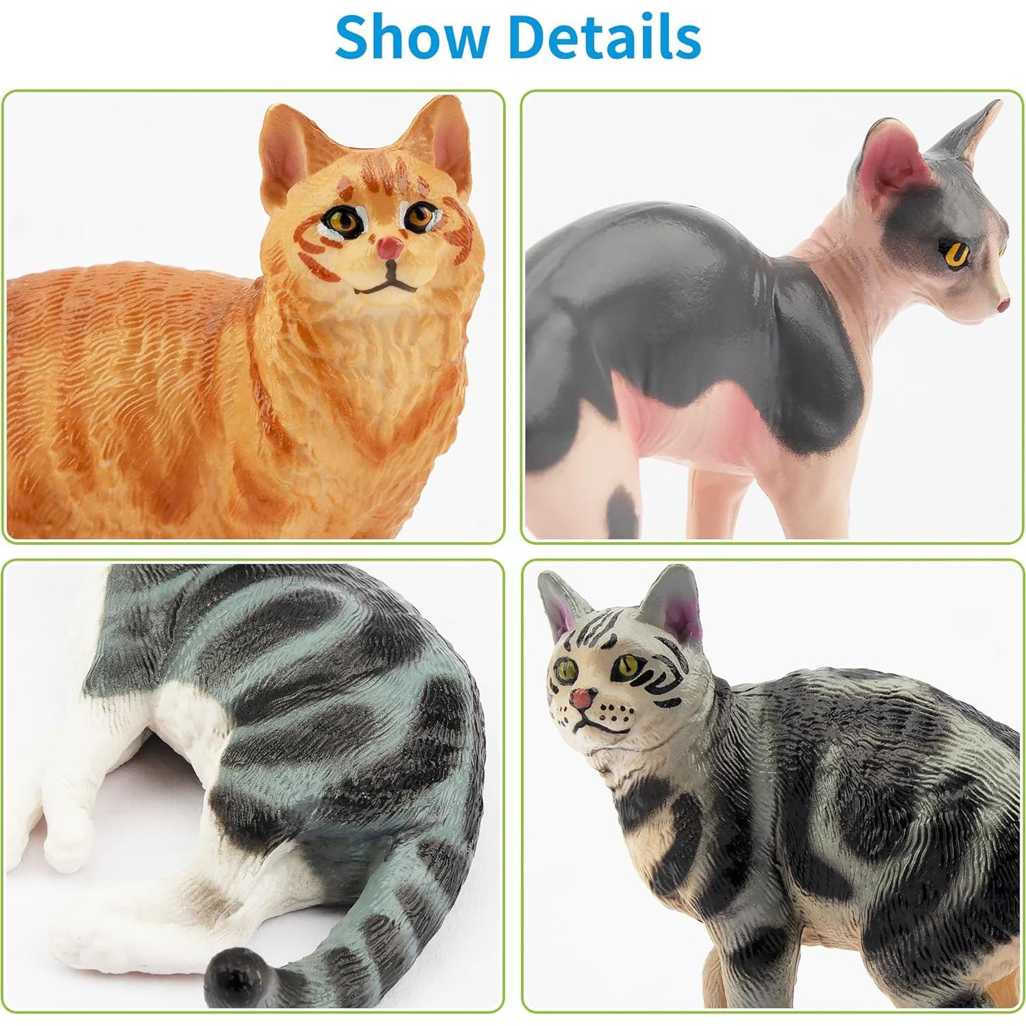 12 Figuras de Gato EYSCOTA Juguetes Realistas 3-8 cm