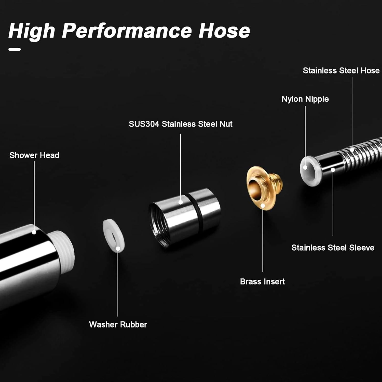 Manguera de Ducha de Mano NearMoon 200 cm Acero Inoxidable Cromado