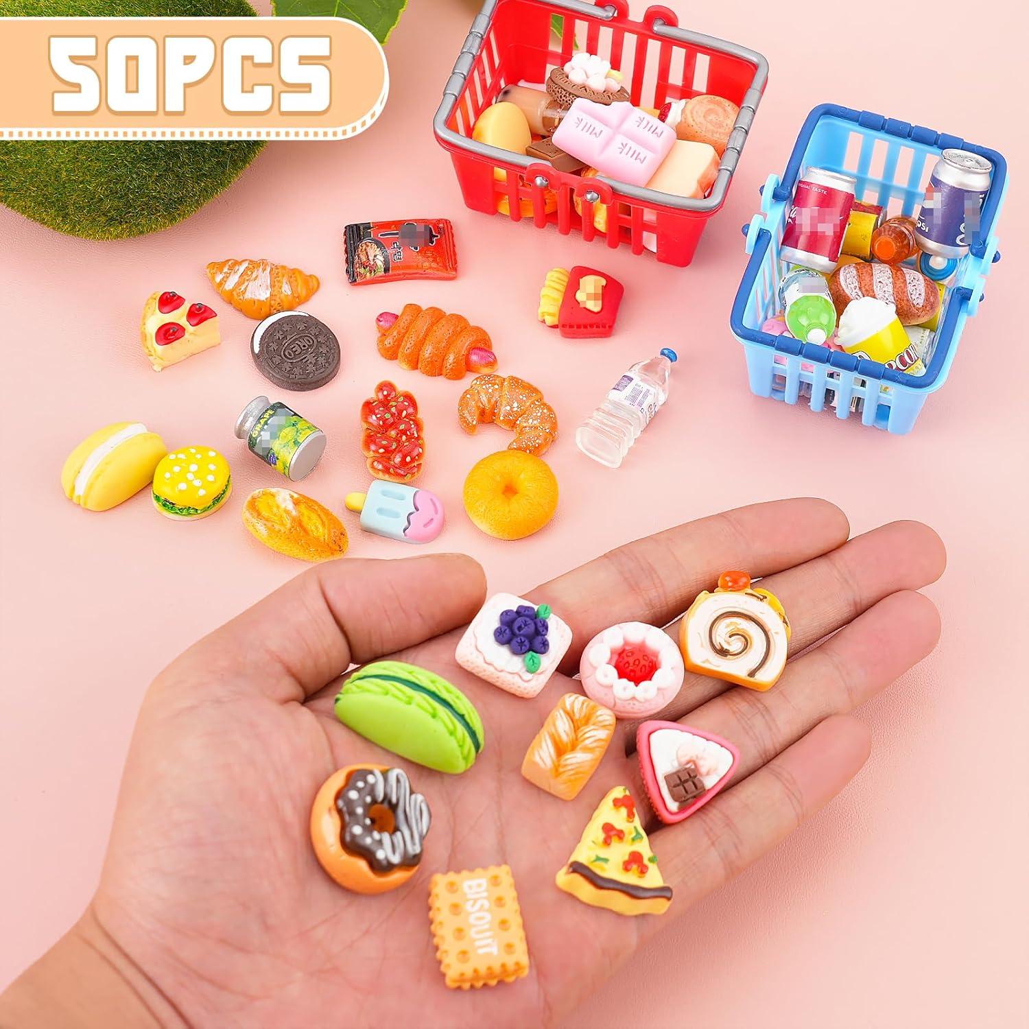 50 Piezas Juguetes de Comida en Miniatura Kapeiluo Accesorios