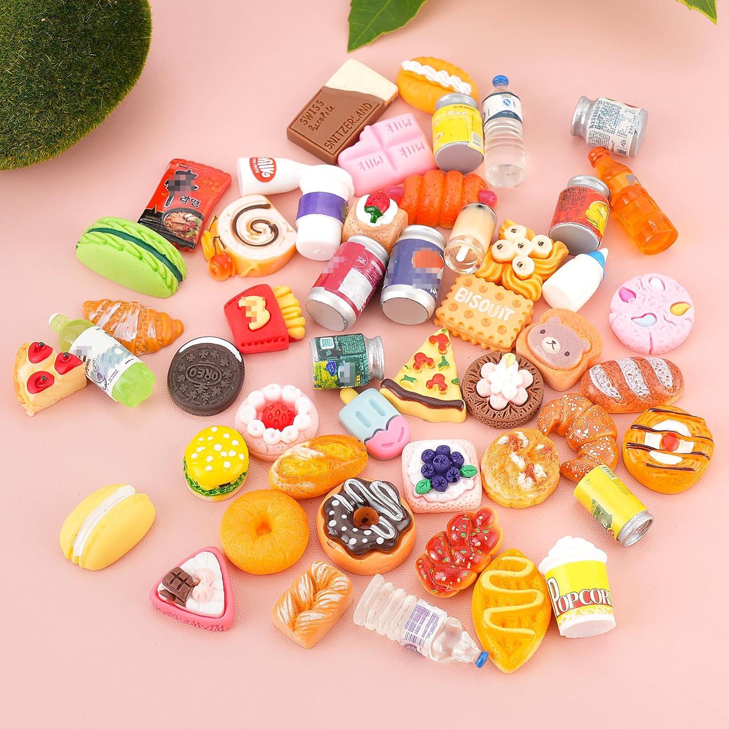 50 Piezas Juguetes de Comida en Miniatura Kapeiluo Accesorios