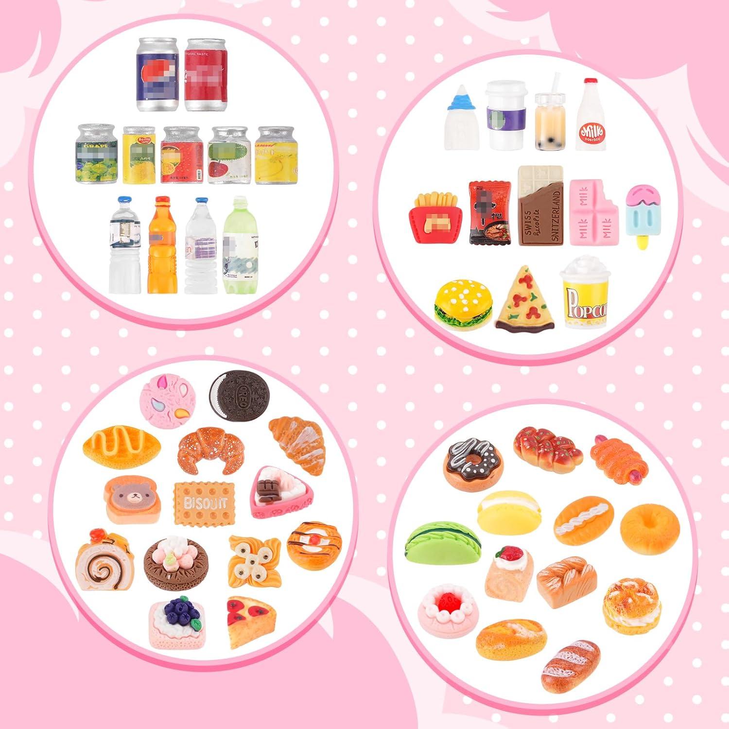 50 Piezas Juguetes de Comida en Miniatura Kapeiluo Accesorios