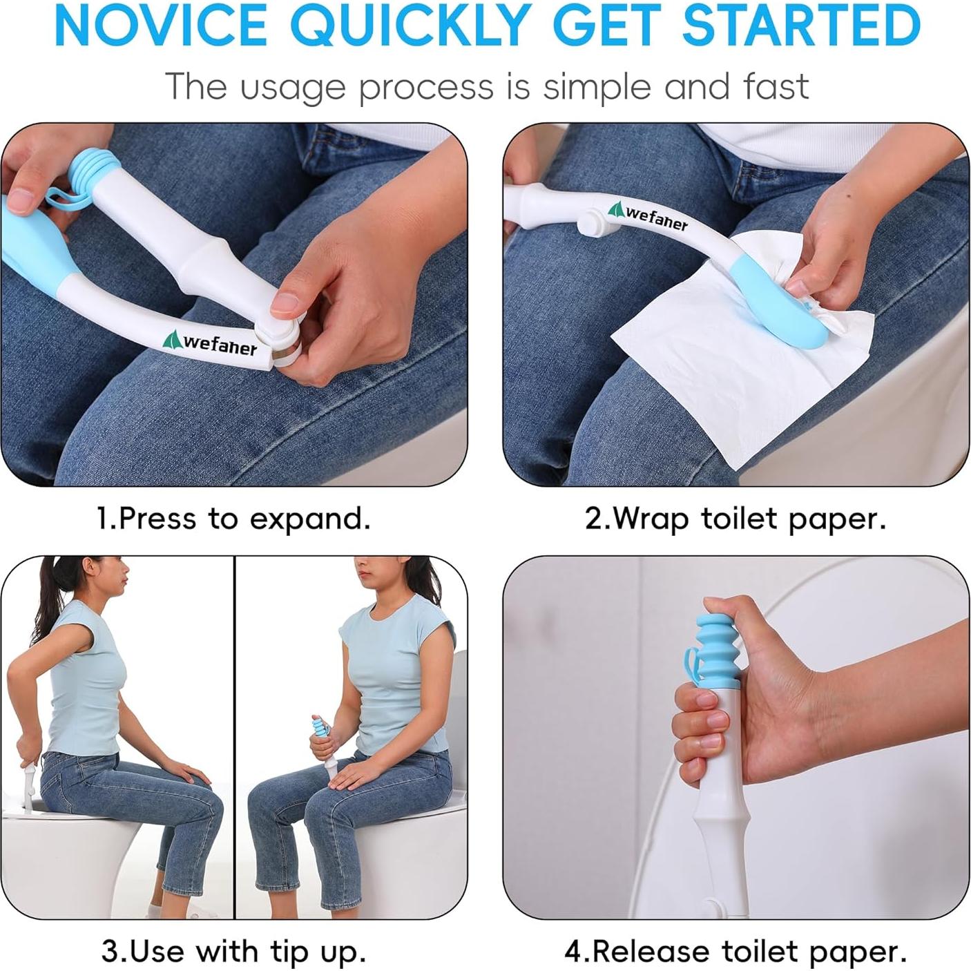 Herramienta de Limpieza de Inodoro Plegable Wefaner + 20 Toallas