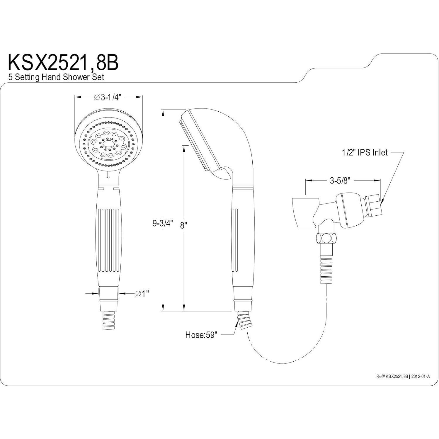 Ducha de Mano Kingston Brass KSX2528B 5 Funciones Níquel Cepillado