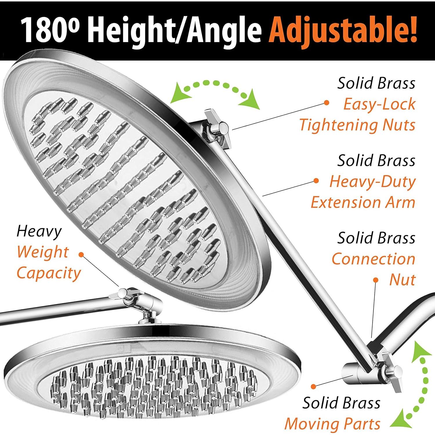 Cabezal de Ducha LED HotelSpa 10" con Brazo Ajustable 11"