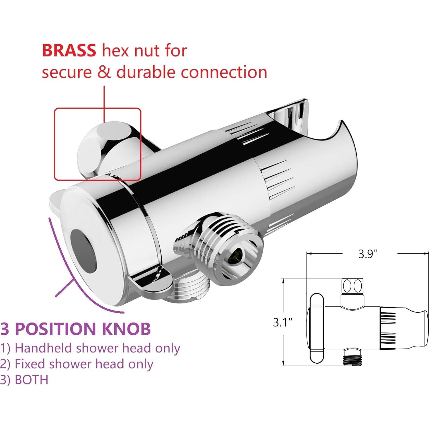 Cabezal de Ducha Doble Ana Bath 3 Funciones Cromado 1.52m