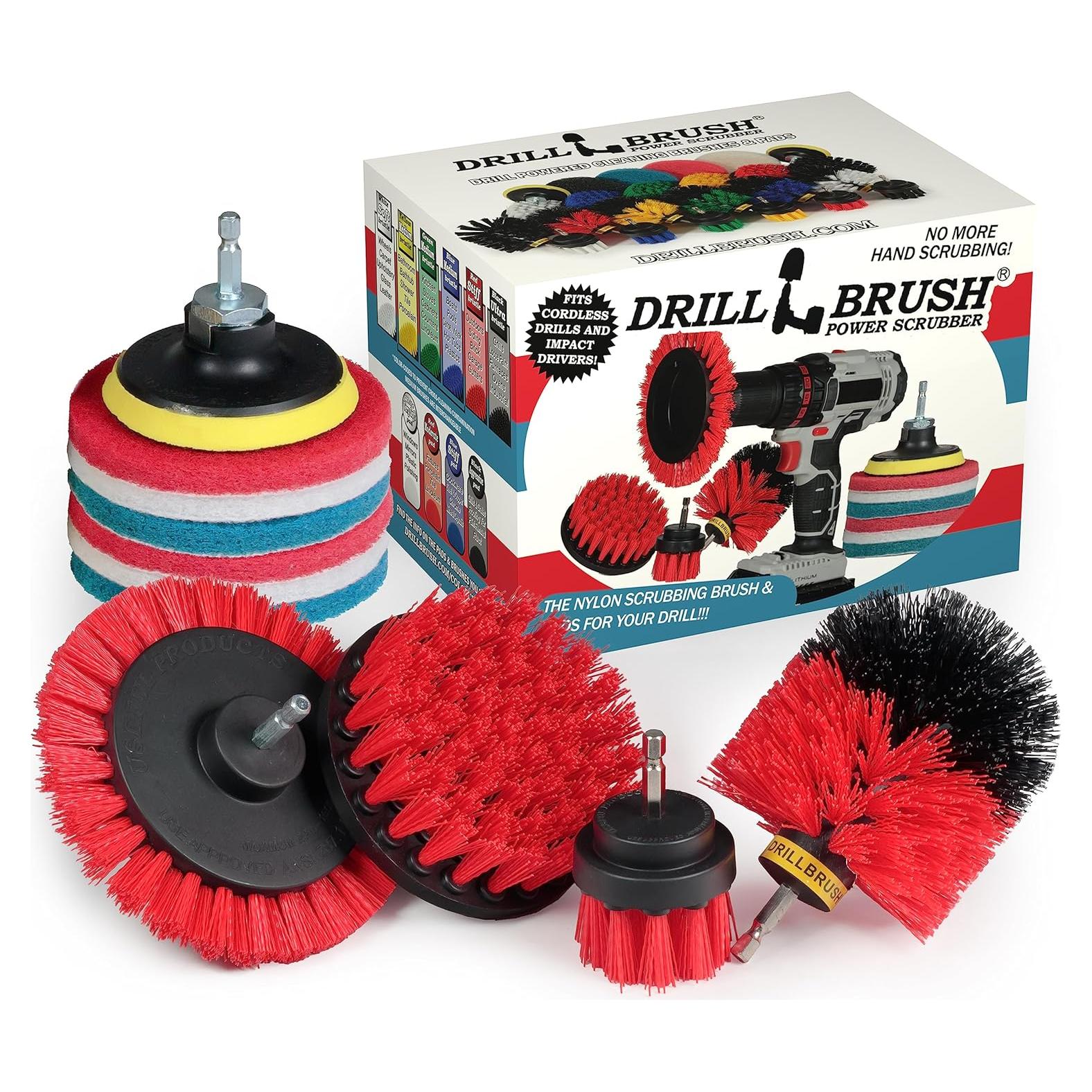 Kit de limpieza al aire libre Drillbrush Rojo - 8 piezas