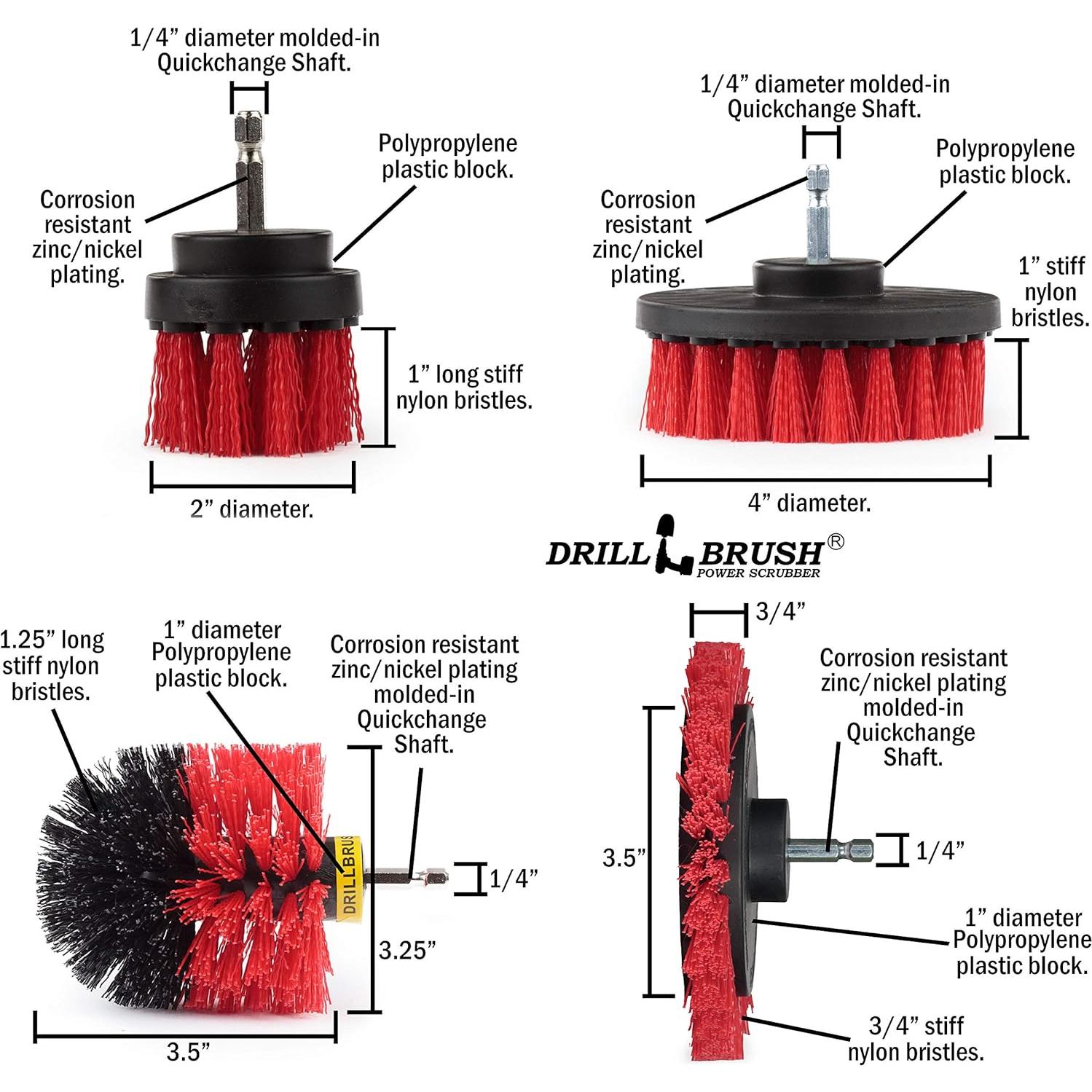 Kit de limpieza al aire libre Drillbrush Rojo - 8 piezas