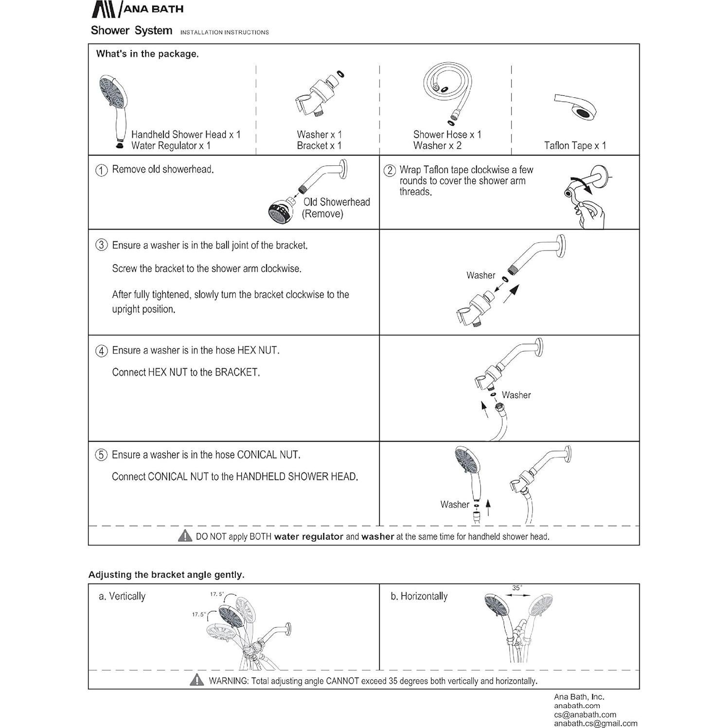 Cabezal de ducha de mano Ana Bath 5 funciones 5" níquel cepillado