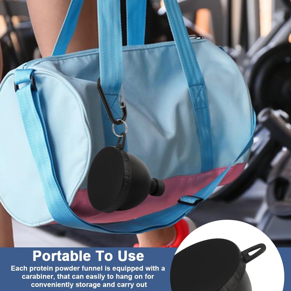 Juego de 4 Embudos de Proteína LOQJSS Portátil con Mosquetón