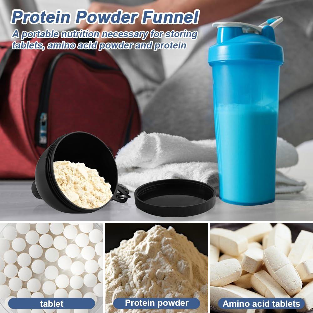 Juego de 4 Embudos de Proteína LOQJSS Portátil con Mosquetón