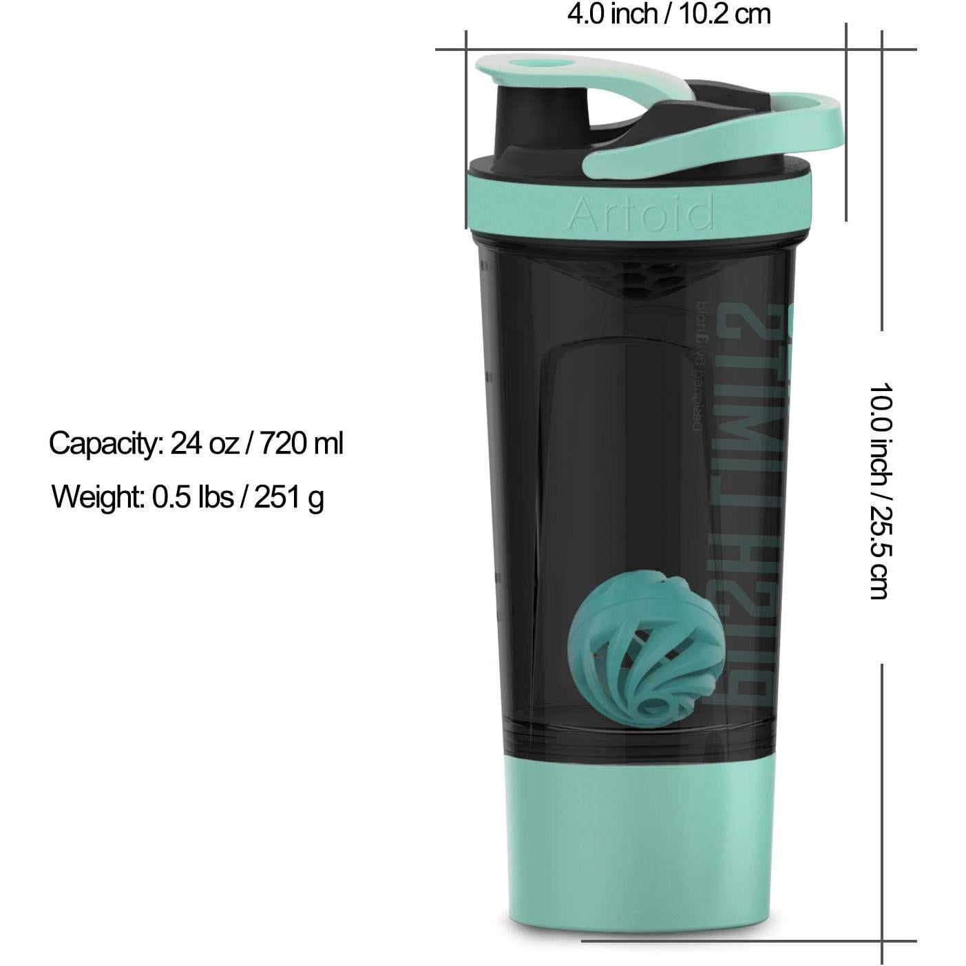 Botella Deportiva Artoid Mode 720ml Libre de BPA Verde Aqua/Negro