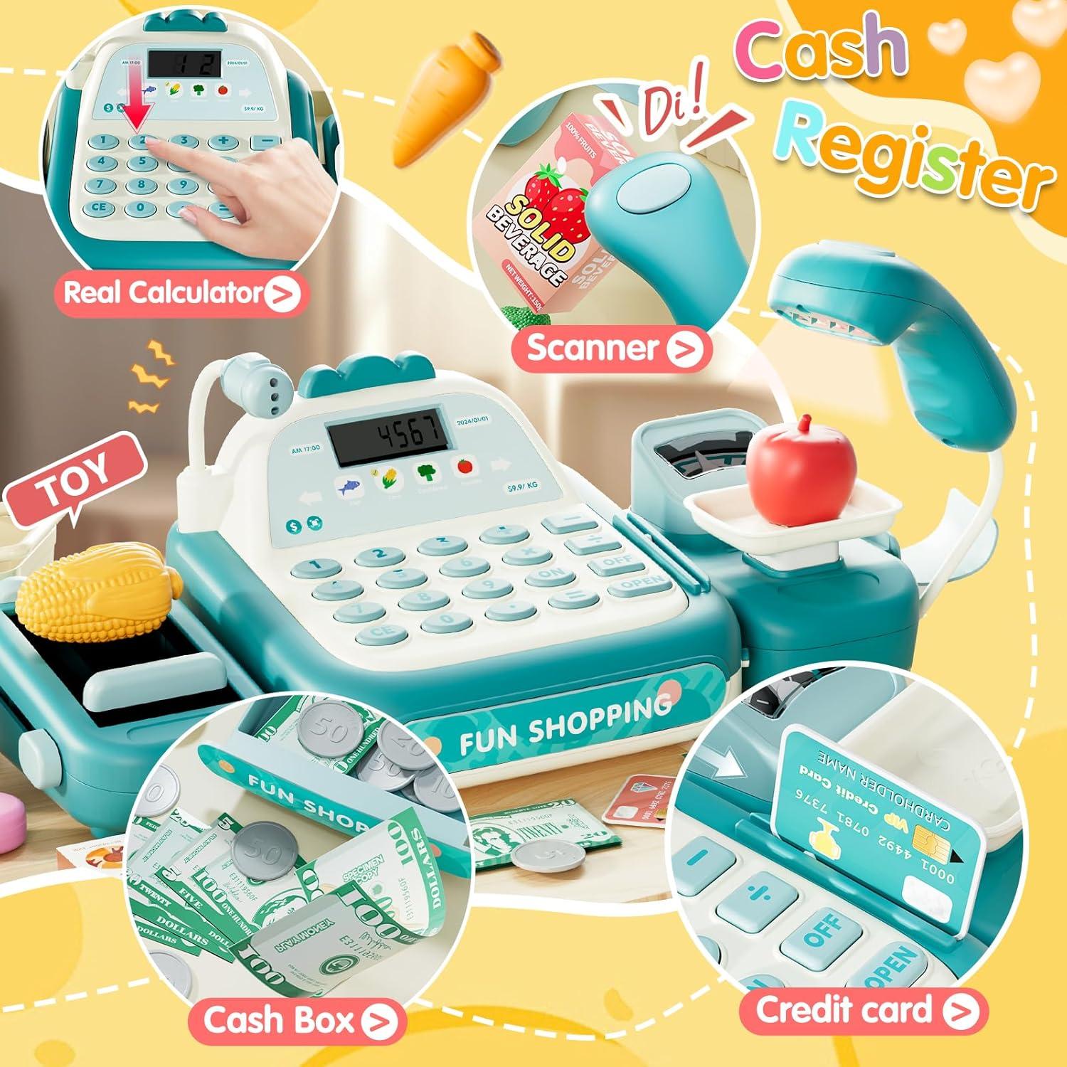 Caja Registradora Juguete Stactcute 49PCS Verde con Calculadora