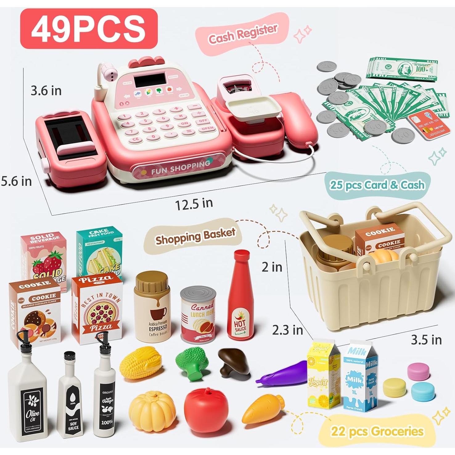 Caja Registradora Juguete Stactcute 49 Piezas Rosa