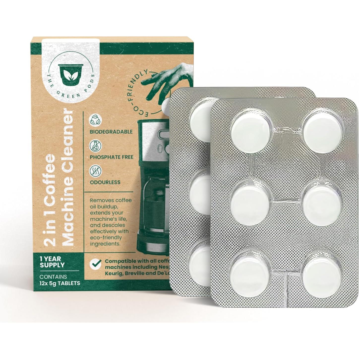 Tabletas Limpiadoras para Máquinas de Café The Green Pods - 12 Unidades