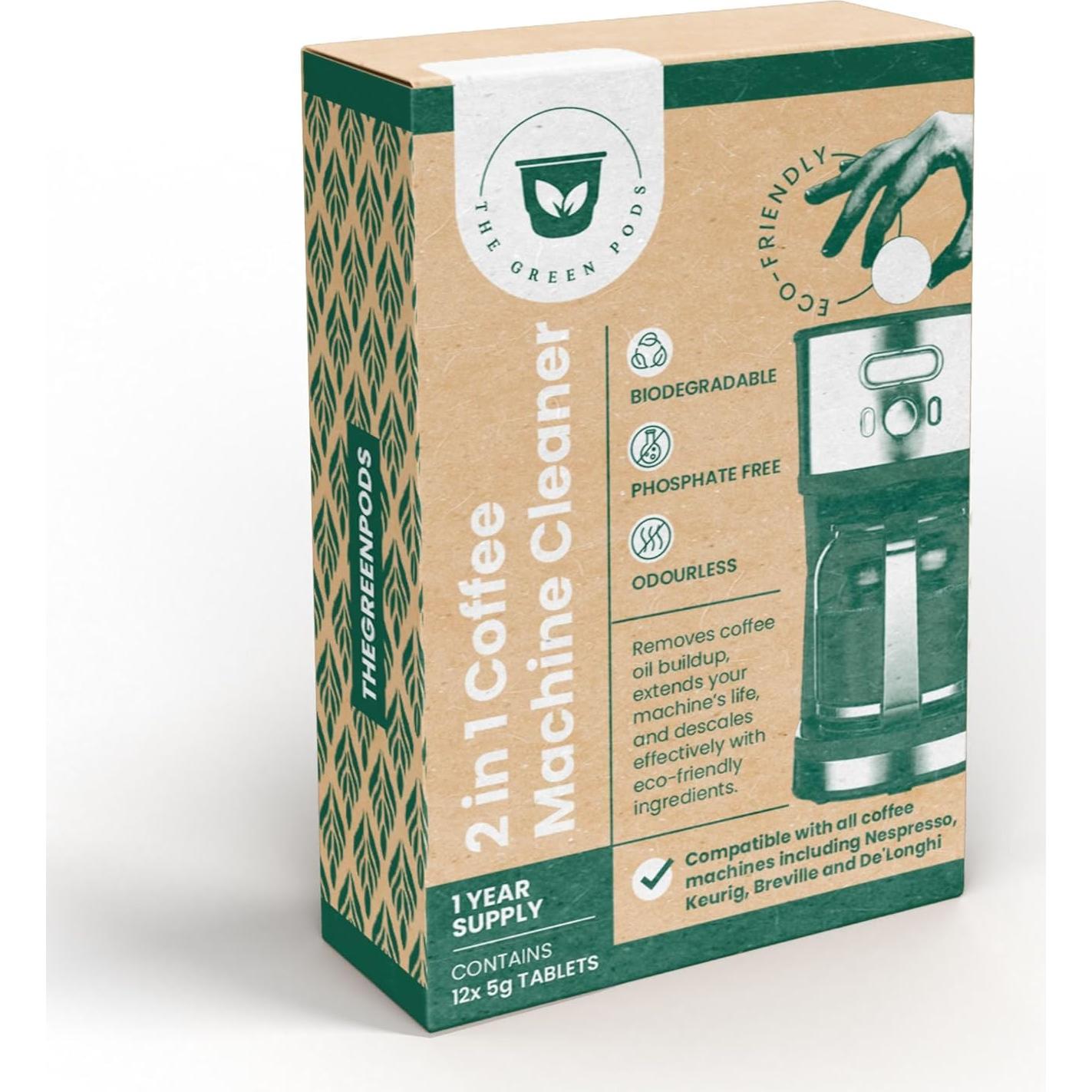 Tabletas Limpiadoras para Máquinas de Café The Green Pods - 12 Unidades