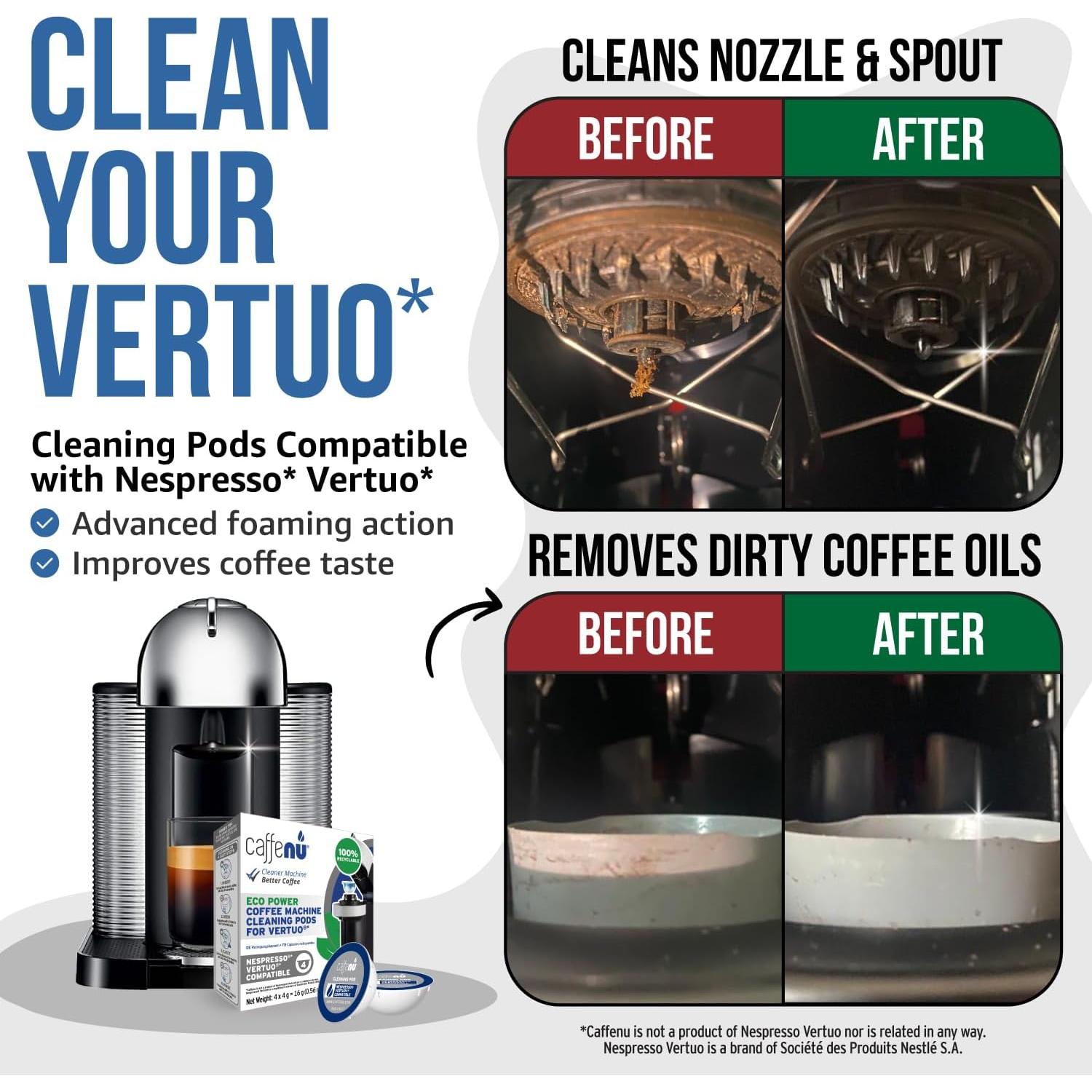 Cápsulas de limpieza Caffenu para Nespresso Vertuo - 4 unidades