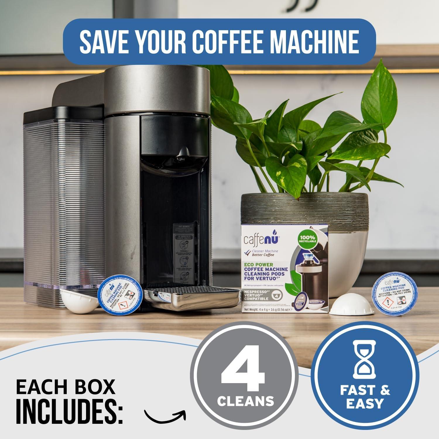 Cápsulas de limpieza Caffenu para Nespresso Vertuo - 4 unidades