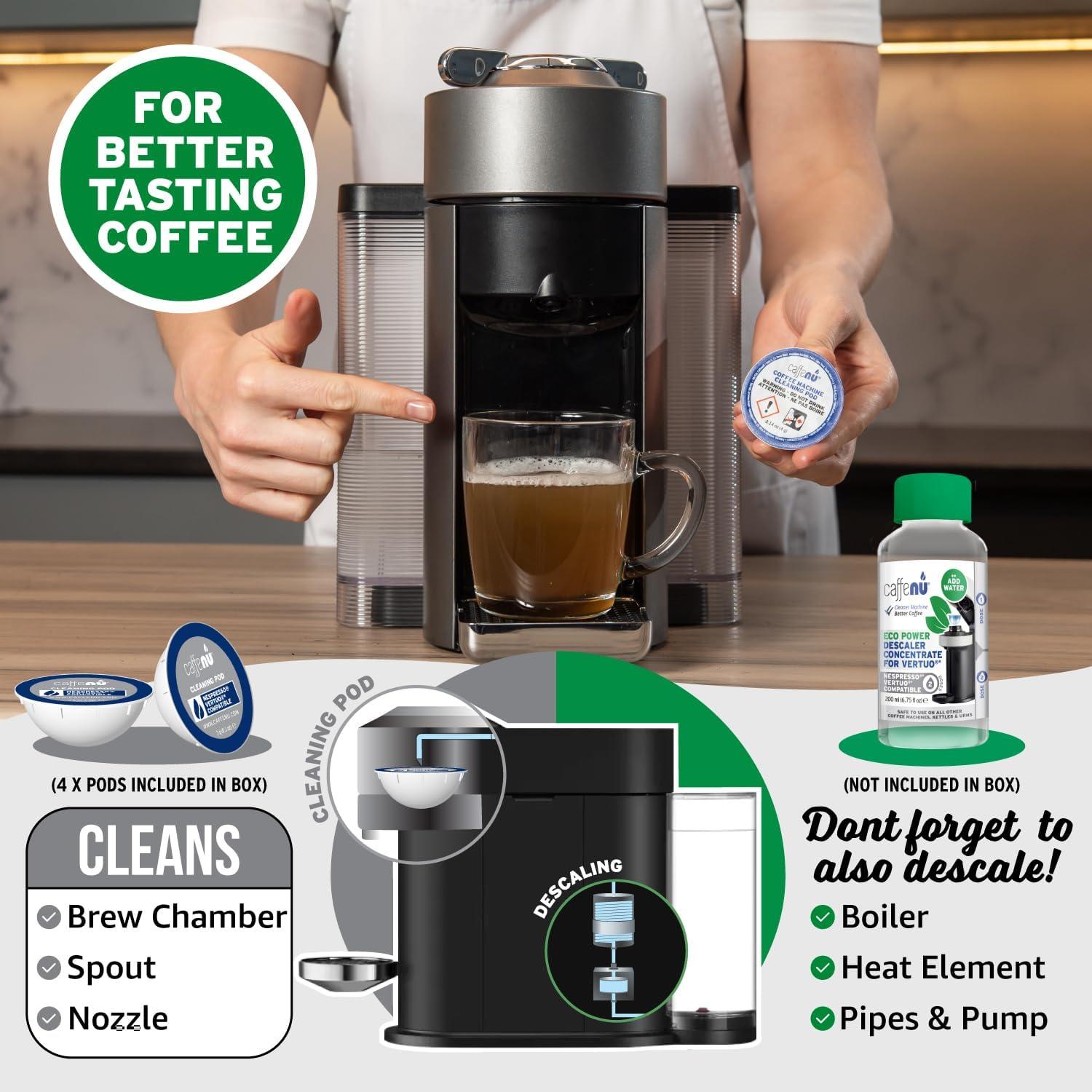 Cápsulas de limpieza Caffenu para Nespresso Vertuo - 4 unidades