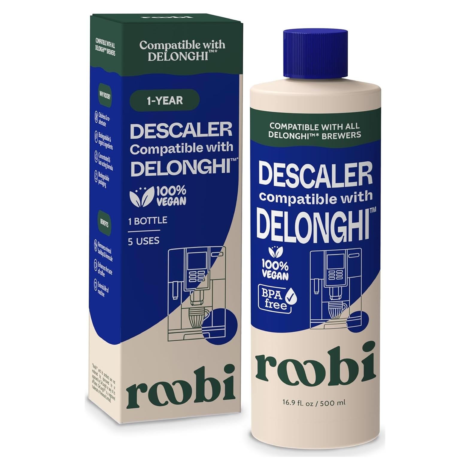 Solución Desincrustante Ecológica Roobi para Cafeteras DeLonghi