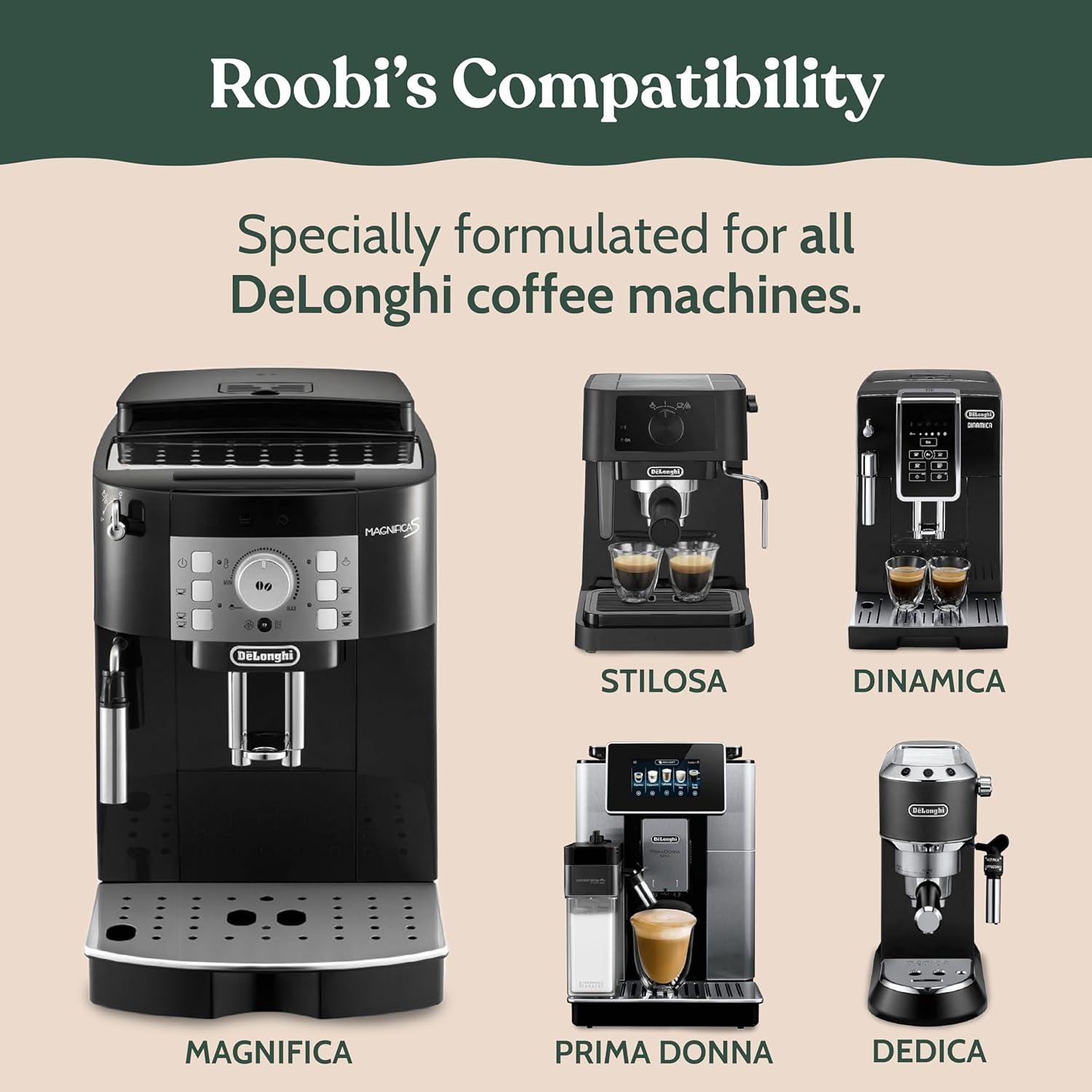 Solución Desincrustante Ecológica Roobi para Cafeteras DeLonghi