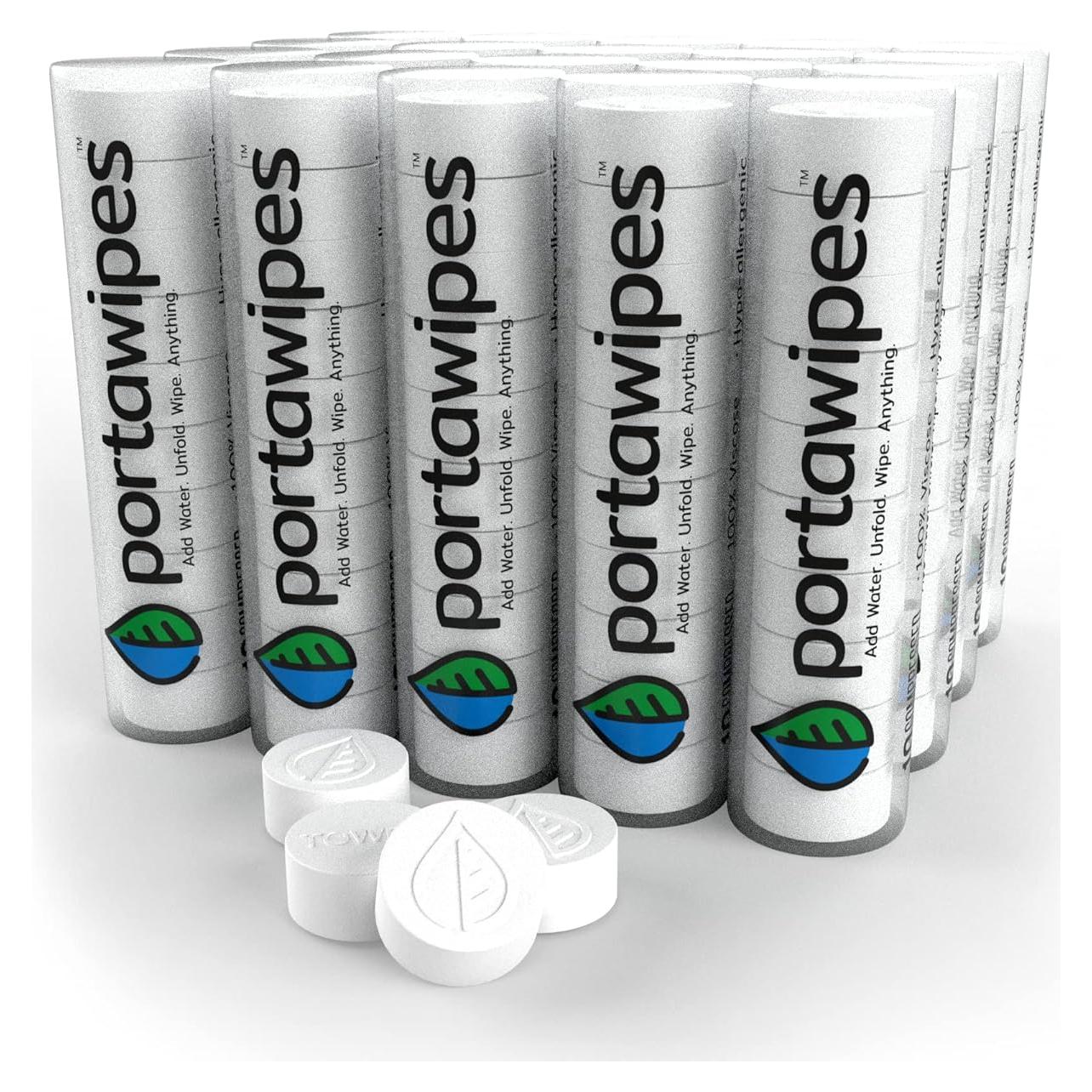 Toallitas Comprimidas Portawipes | Paquete de 200 Unidades | Hipoalergénicas y Reutilizables