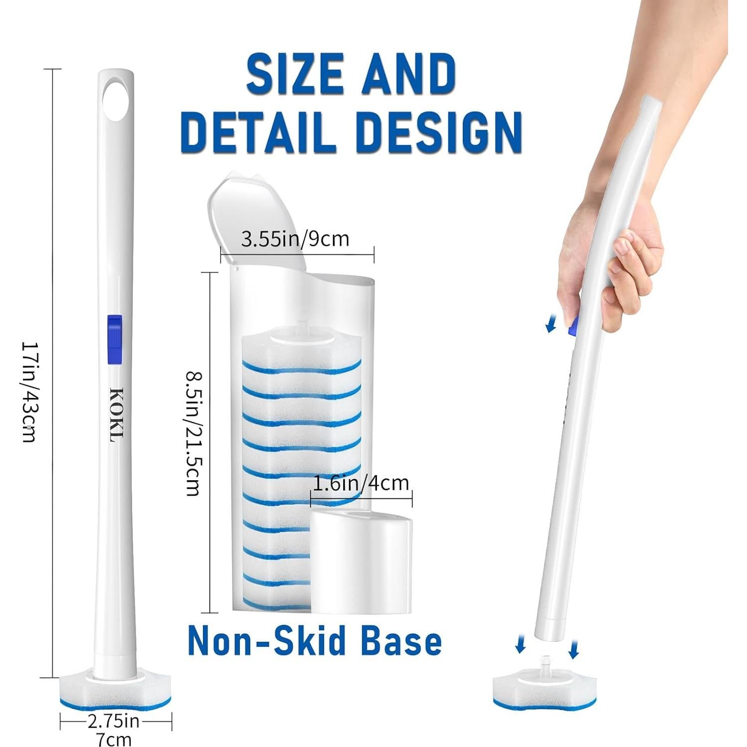 Cepillo de Inodoro Desechable KOKL con 40 Recargas y Caddy