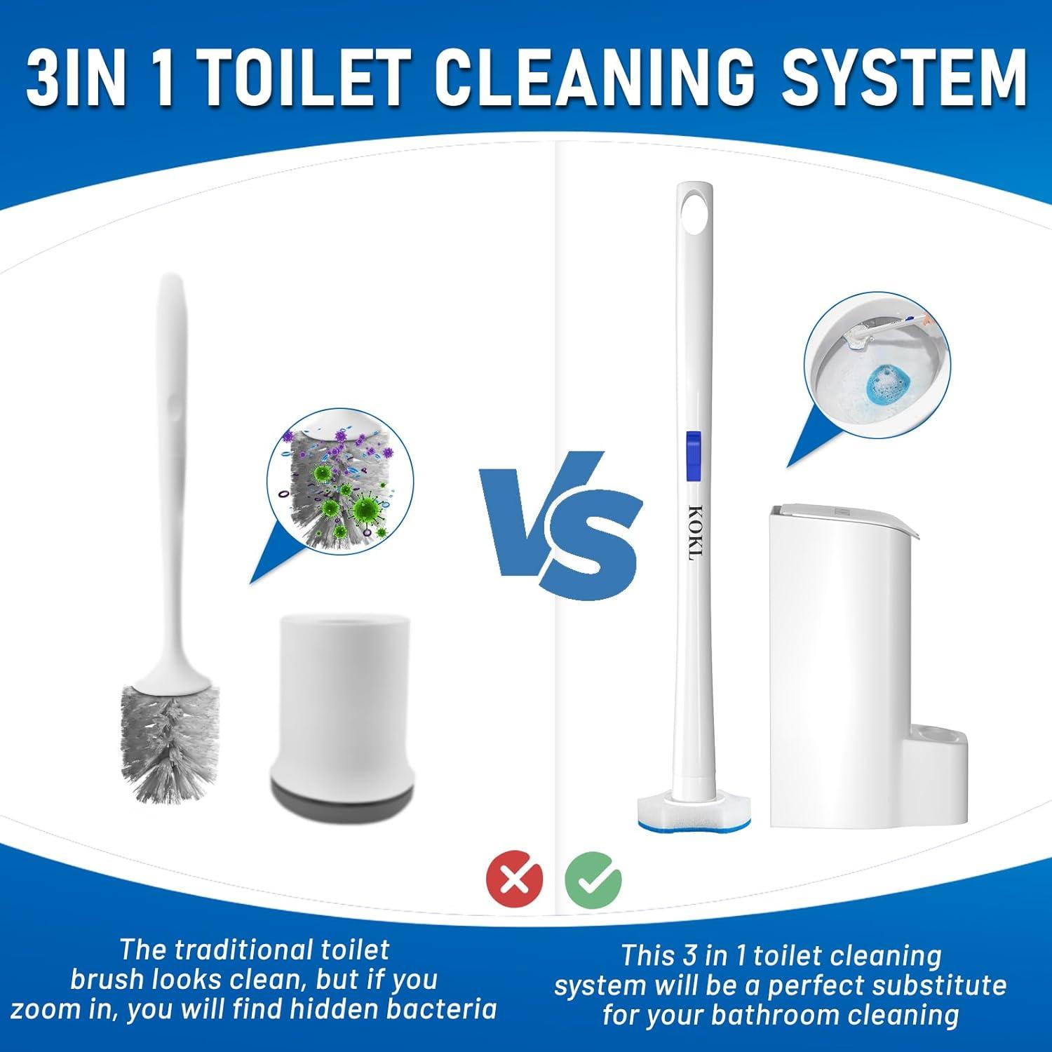 Cepillo de Inodoro Desechable KOKL con 40 Recargas y Caddy