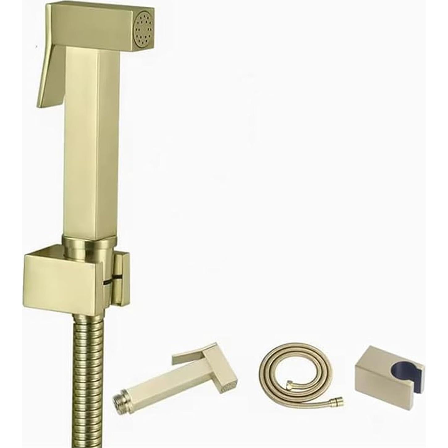 Rociador de Bidet de Mano HOMCBEC Dorado Cepillado con Soporte y Manguera