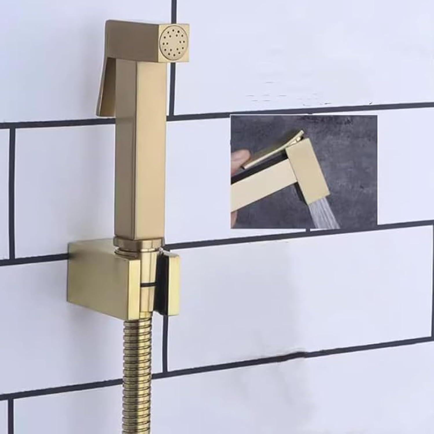 Rociador de Bidet de Mano HOMCBEC Dorado Cepillado con Soporte y Manguera