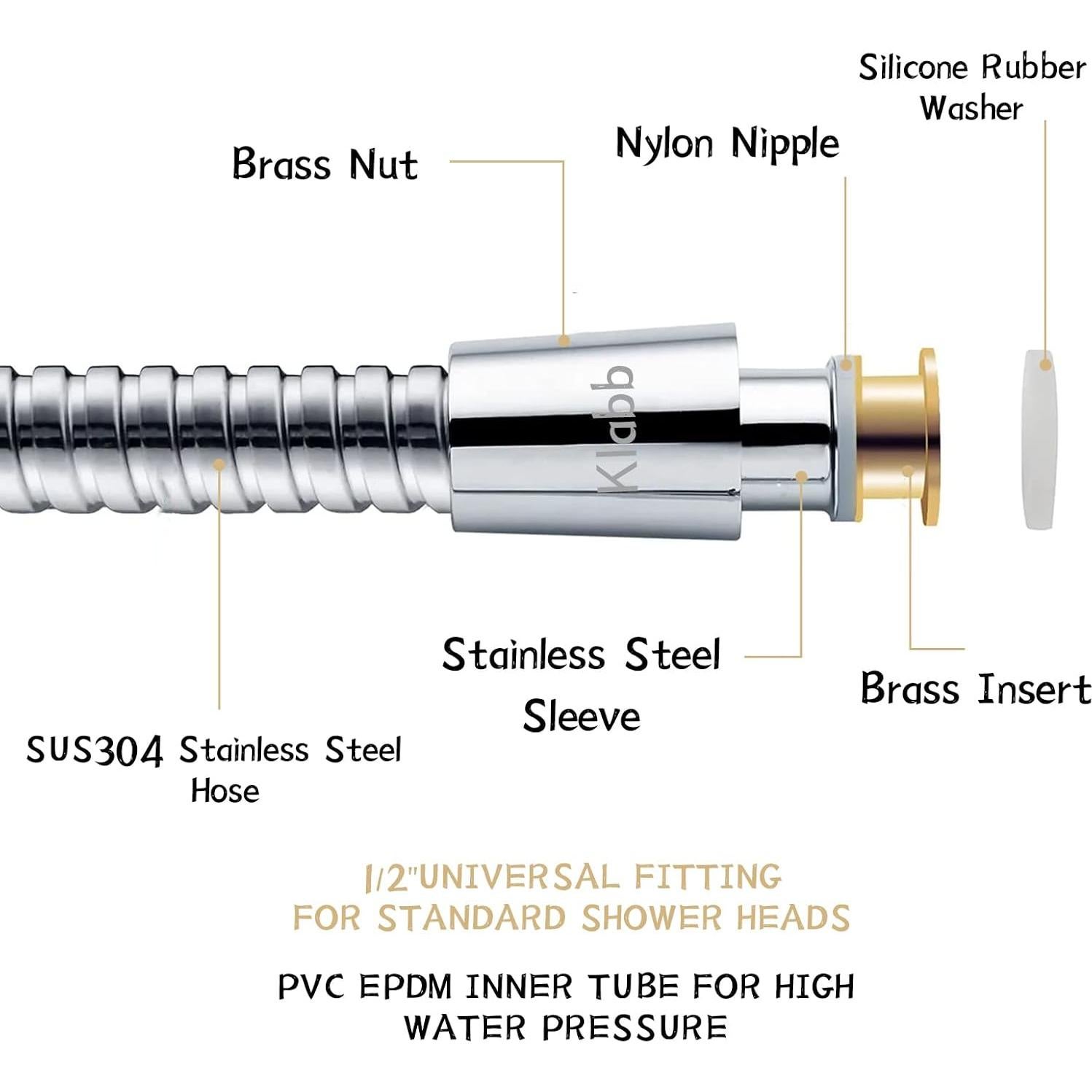 Manguera de Ducha Klabb 177.8 cm Acero Inoxidable Flexible