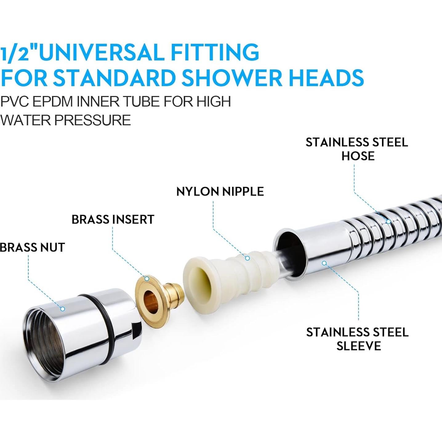 Manguera de Ducha Blissland 2m Acero Inoxidable Cromo Flexible