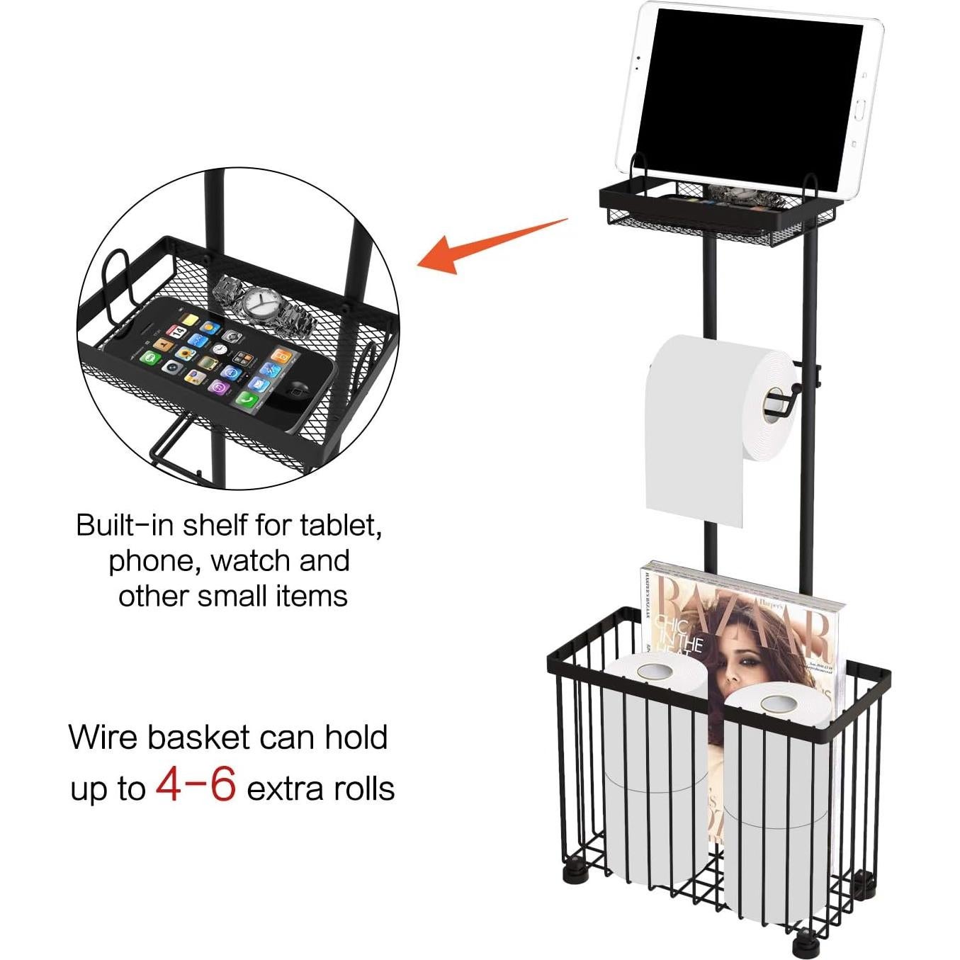 Soporte de Papel Higiénico Independiente X-cosrack Negro 76.7cm