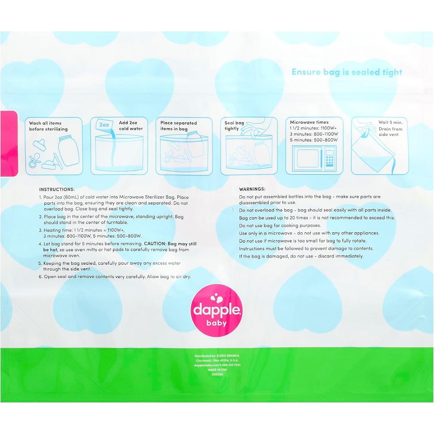Bolsas Esterilizadoras Dapple Baby para Microondas, Reutilizables, 20 Usos