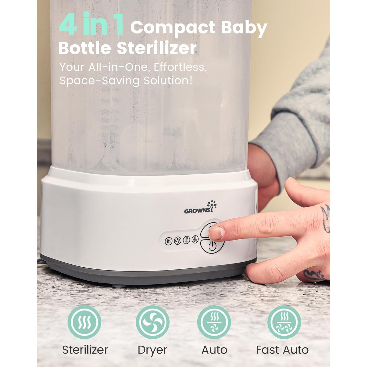 Esterilizador y Secador de Botellas Grownsy, 1.57 kg, Gris