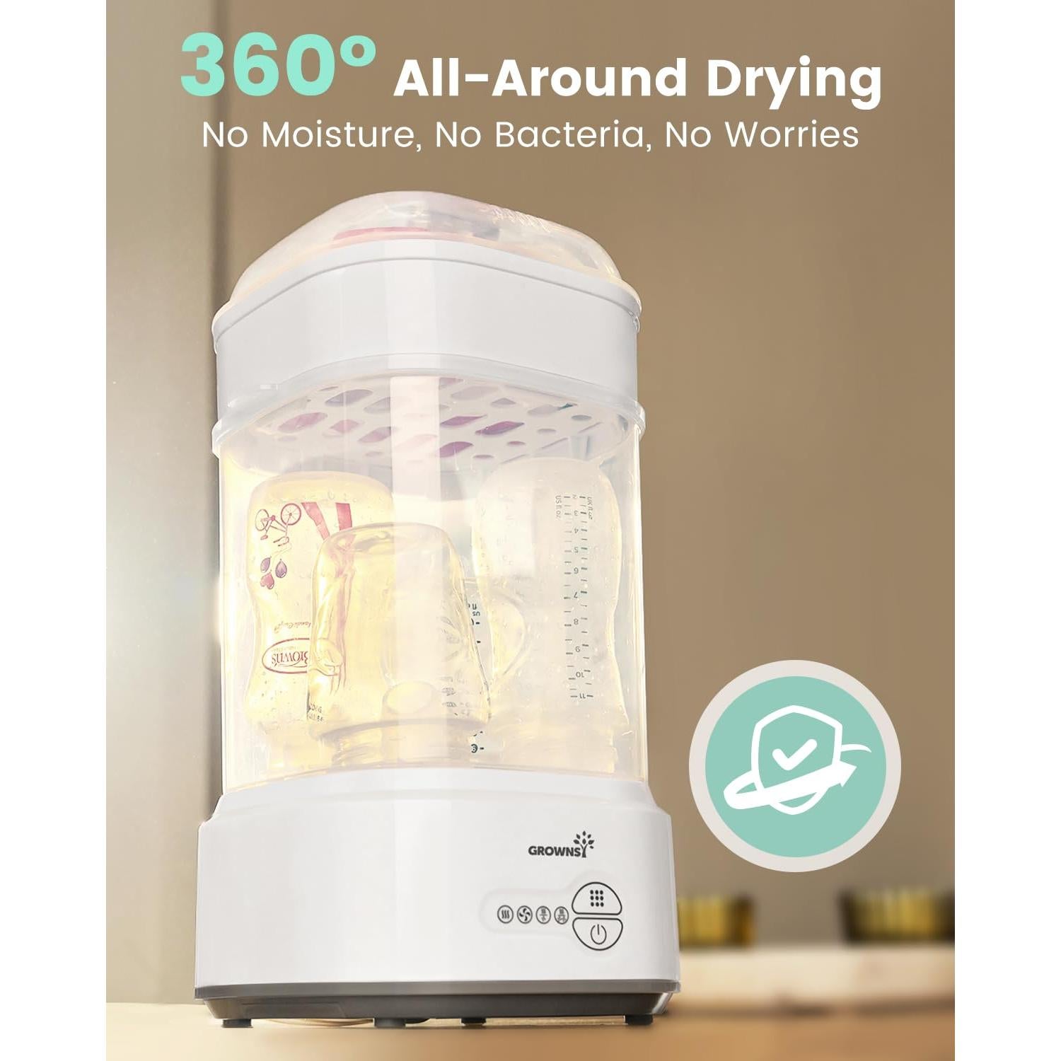 Esterilizador y Secador de Botellas Grownsy, 1.57 kg, Gris