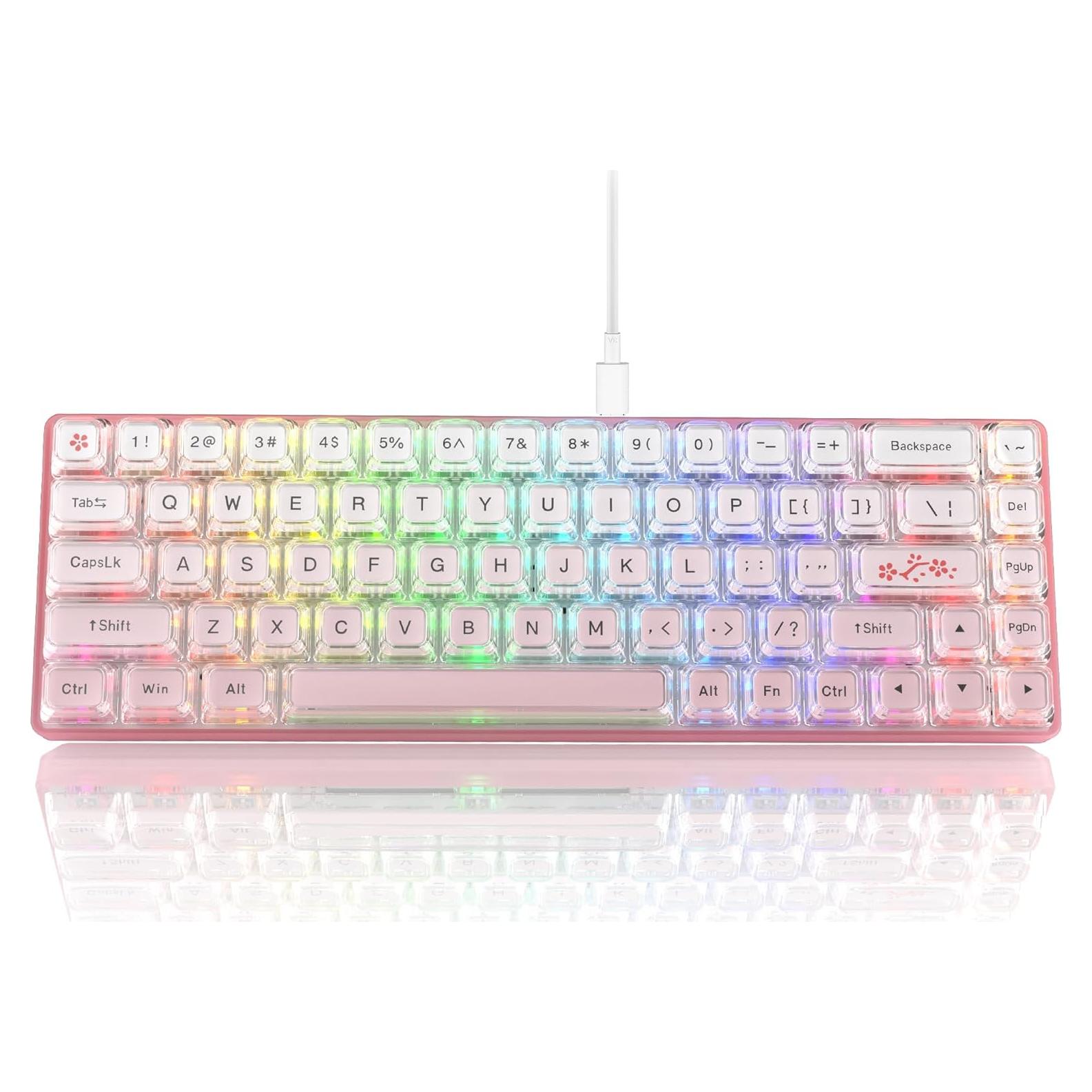 Teclado Womier W-K68 60% Mecánico Rosa RGB Personalizable