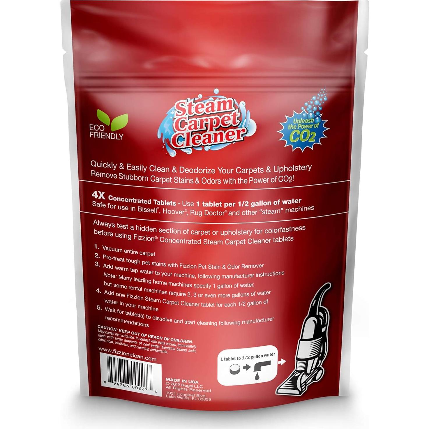 Tabletas Limpiadoras Fizzion Clean para Alfombras a Vapor - 20 Unidades